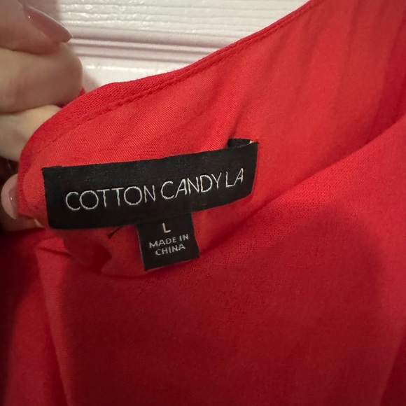 Cotton Candy One-Shoulder Dress in Bold Red - Picture 3 of 3